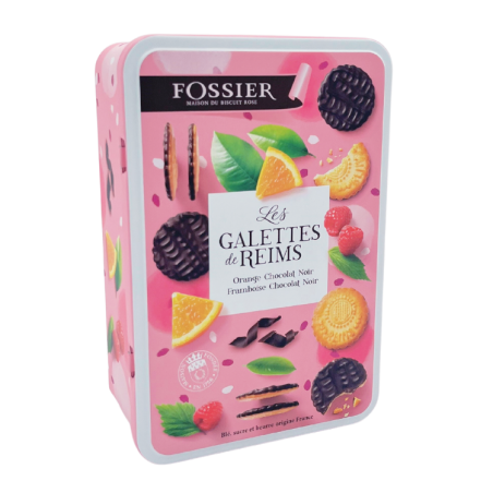 FOSSIER Boîte métal - Assortiment Galettes de Reims nappage chocolat noir