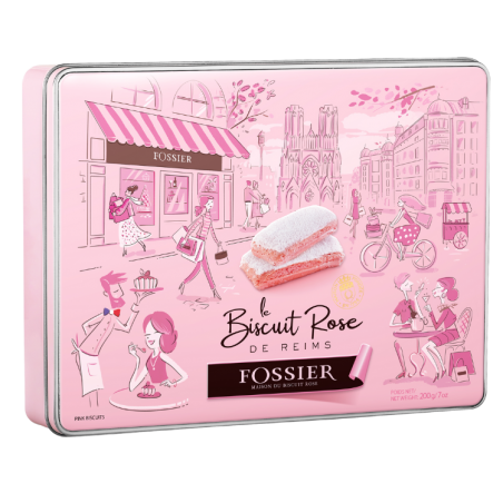 FOSSIER - Boîte Métal Biscuit Rose : Art de vivre à la rémoise