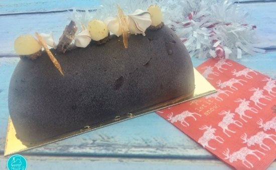Bûche de Noël poire, chocolat et pain d’épices de Reims