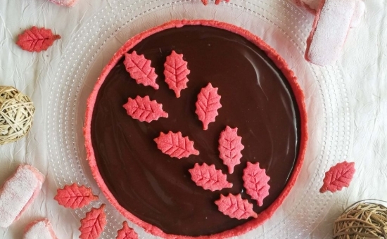 Tarte chocolat, pâte sablée amandes et Biscuits Roses de Reims